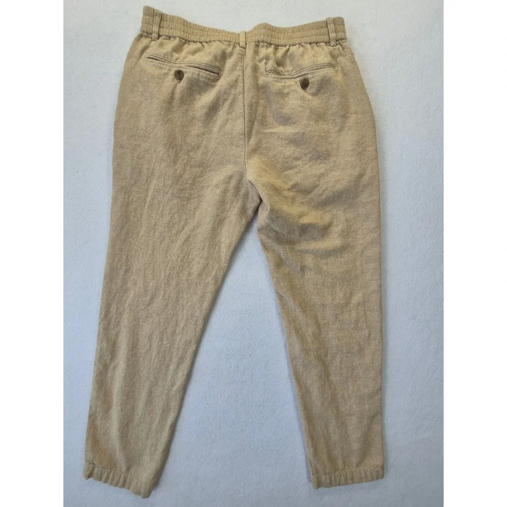 Banana Republic Athletic Linen Blend Pants Mens 31x32 Tan Drawstring Tapered Leg